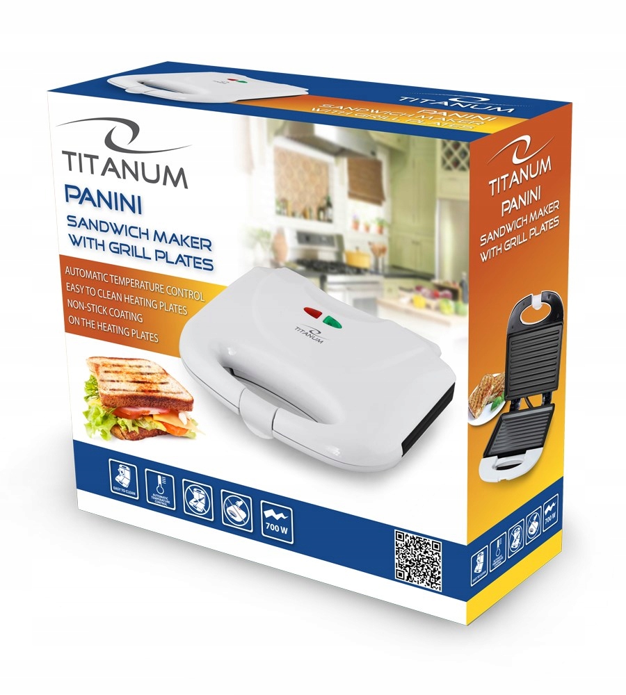 Detail sendvičovače panini Esperanza s vyznačeným jmenovitým výkonem 700 W