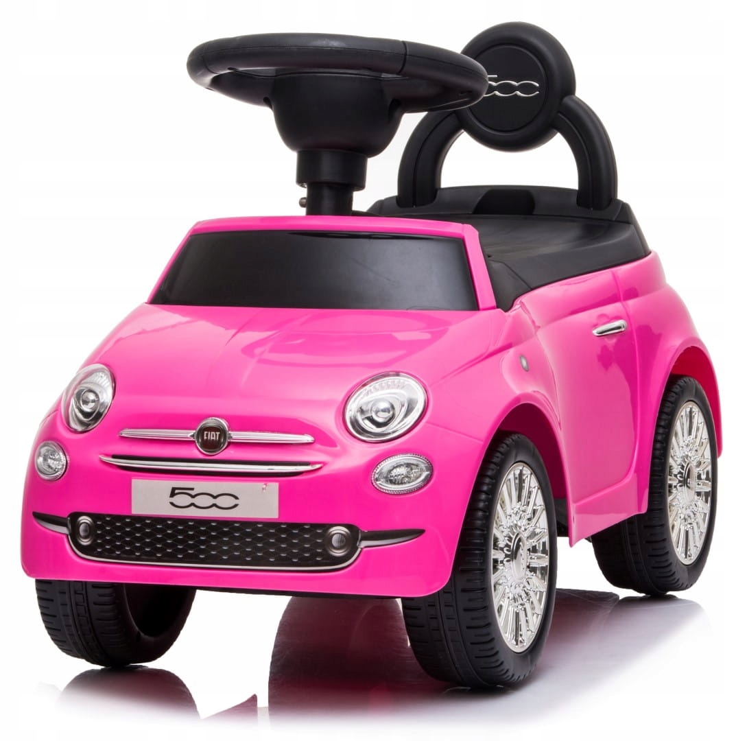 Růžové odrážedlo Sun Baby Fiat 500 s otvíracím úložným prostorem pod sedadlem