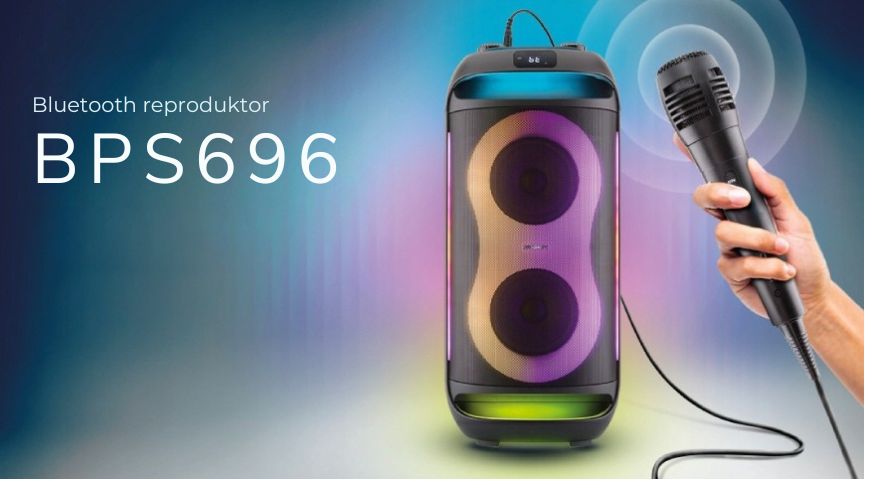 Párty Bluetooth reproduktor GoGEN BPS696 s karaoke a LED osvětlením