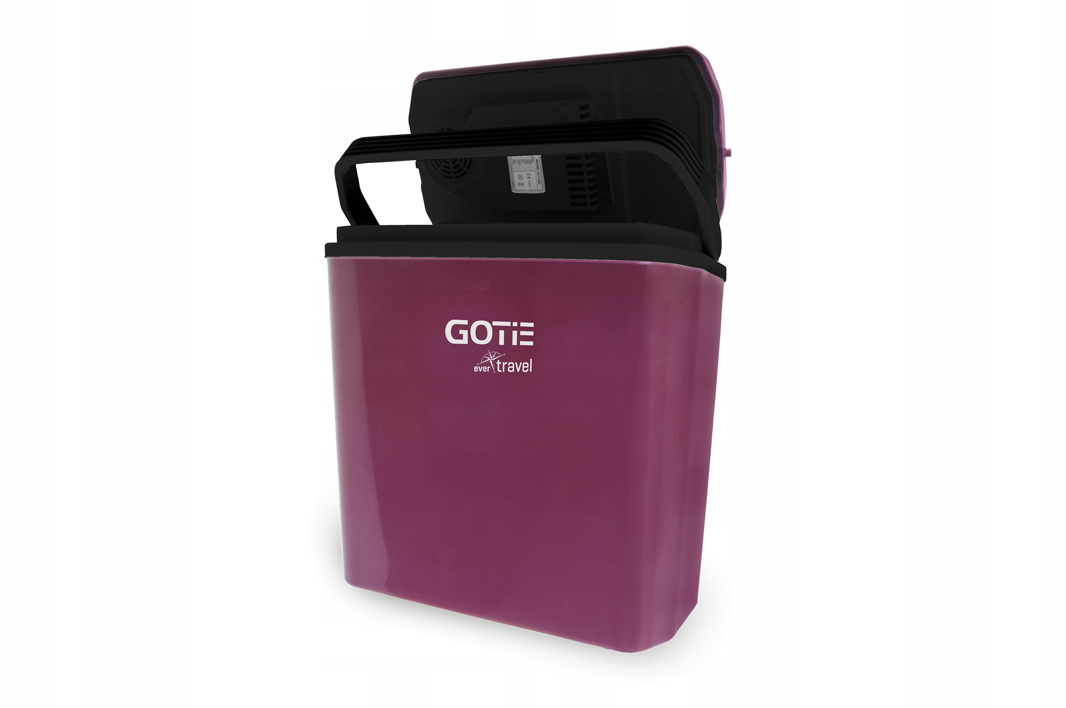 Detail víka turistické ledničky GOTIE GLT-240B s integrovaným úložným prostorem pro napájecí kabely