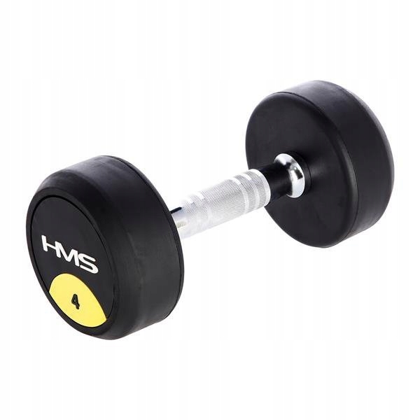 Profesionální kulatá pogumovaná činka HMS HG PRO 4 kg určená pro domácí i klubové fitness cvičení