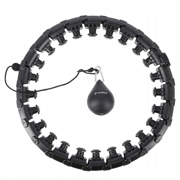 Chytré fitness hula hoop HMS HHW01 v černé barvě se zátěžovým míčkem