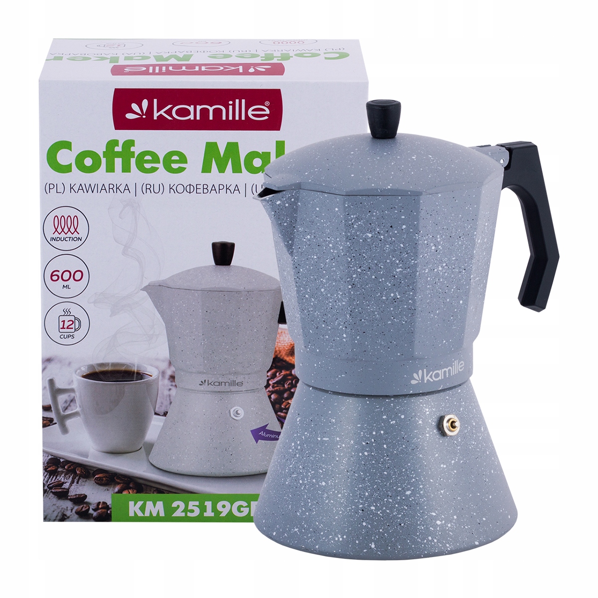 Moka konvice Kamille KM-2519GR celkový pohled na italský kávovar