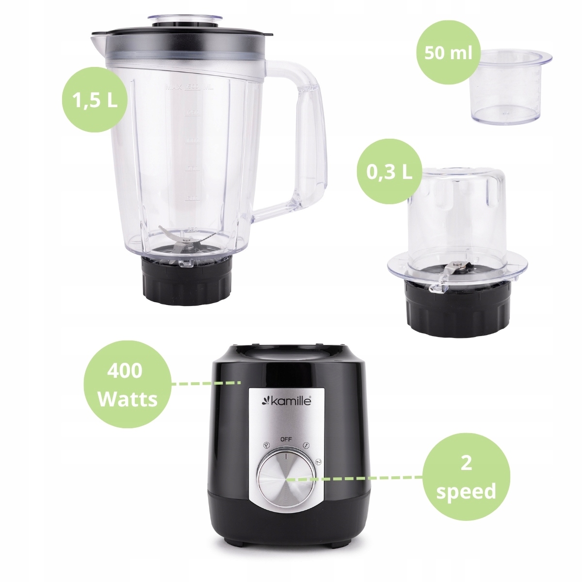 Stolní mixér Kamille KM-6761 - stupňovité nastavení otáček