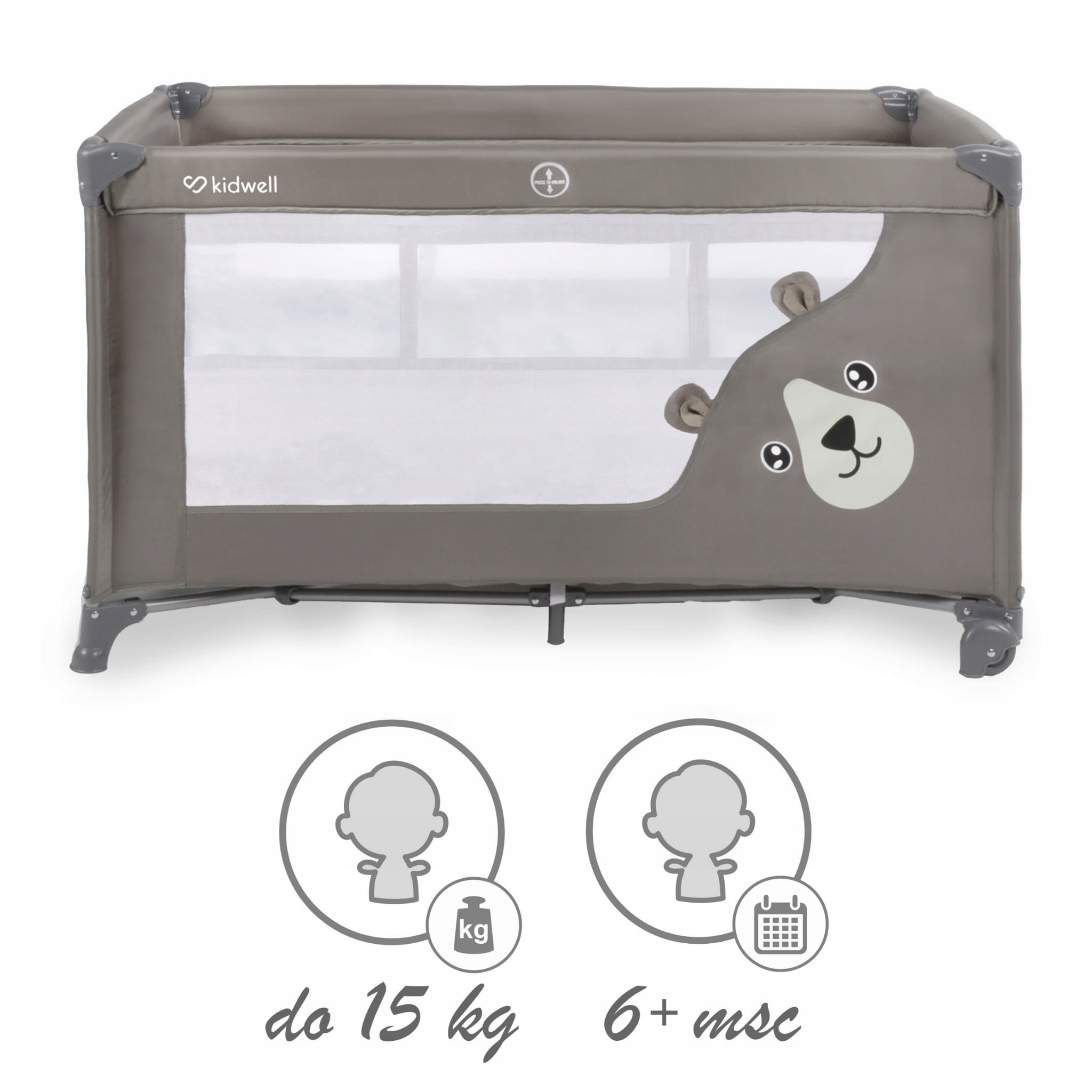Detail zavěšení horního patra postýlky Kidwell Blissy Duo Beige