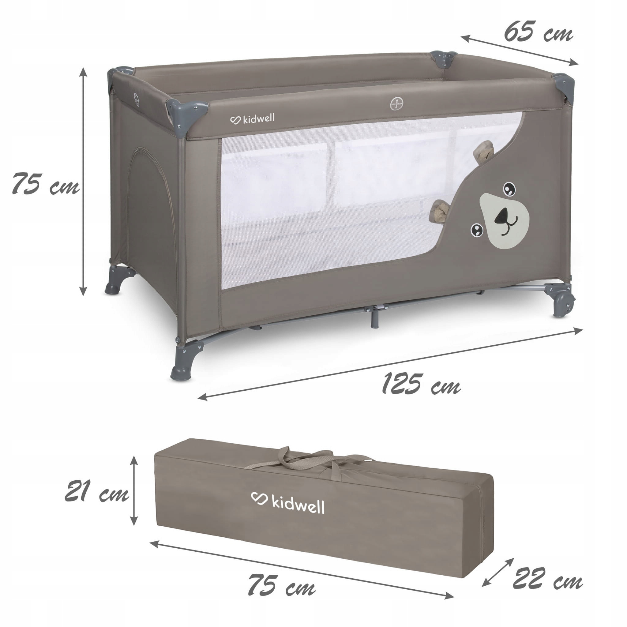 Cestovní postýlka a ohrádka Kidwell Blissy Duo Beige – použití do 15 kg
