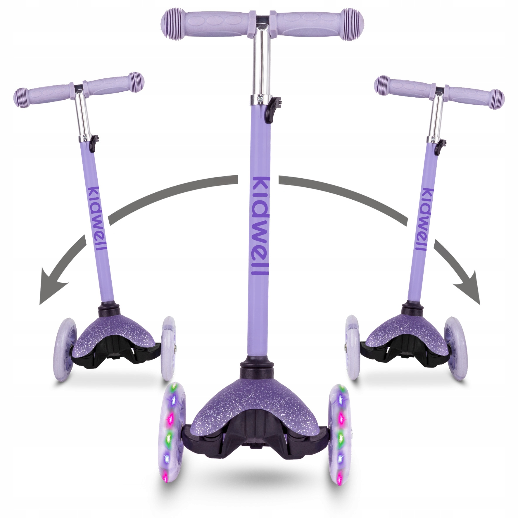 Tříkolová koloběžka Kidwell UNO Glitter Violet se svítícími LED koly