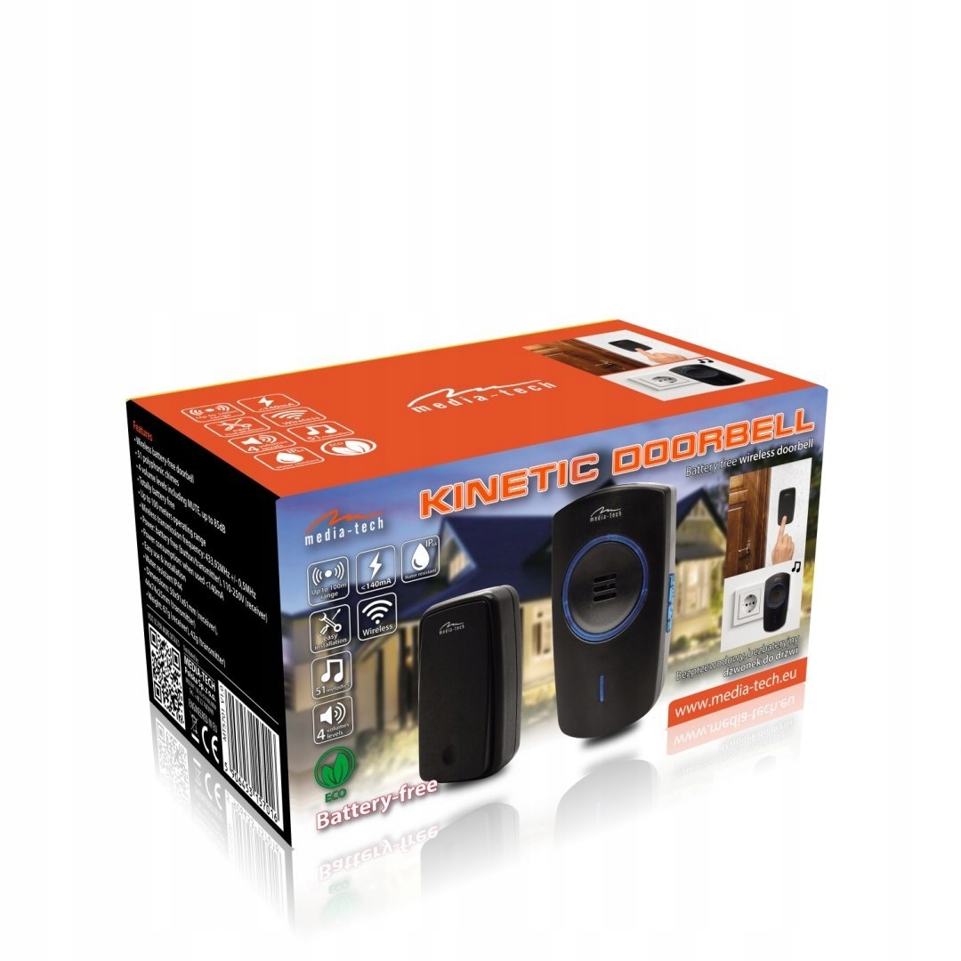 Kompletní balení bezdrátového zvonku Media-Tech Kinetik Doorbell MT5701