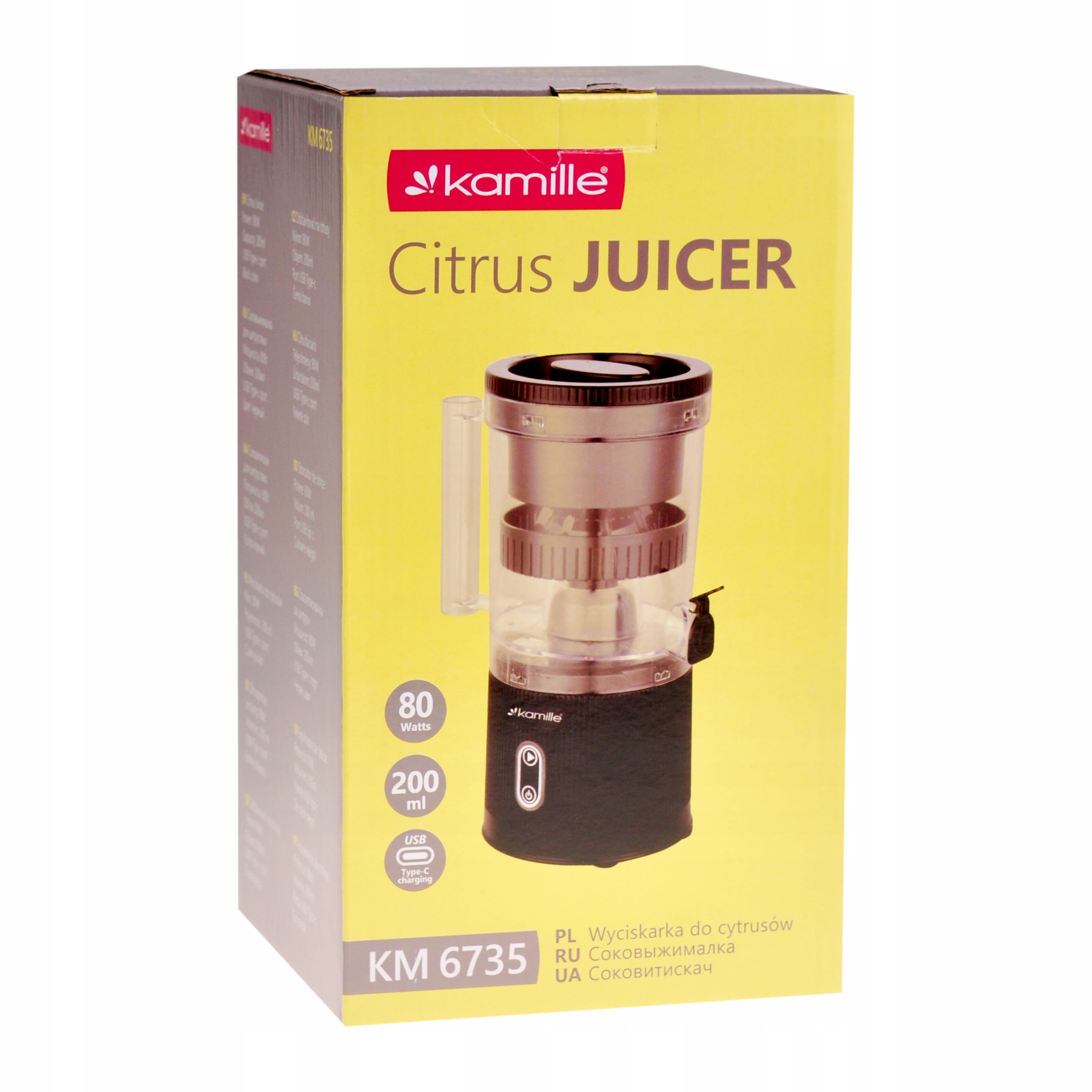 Akumulátorový lis na citrusy Kamille KM-6735 - výkon 80W