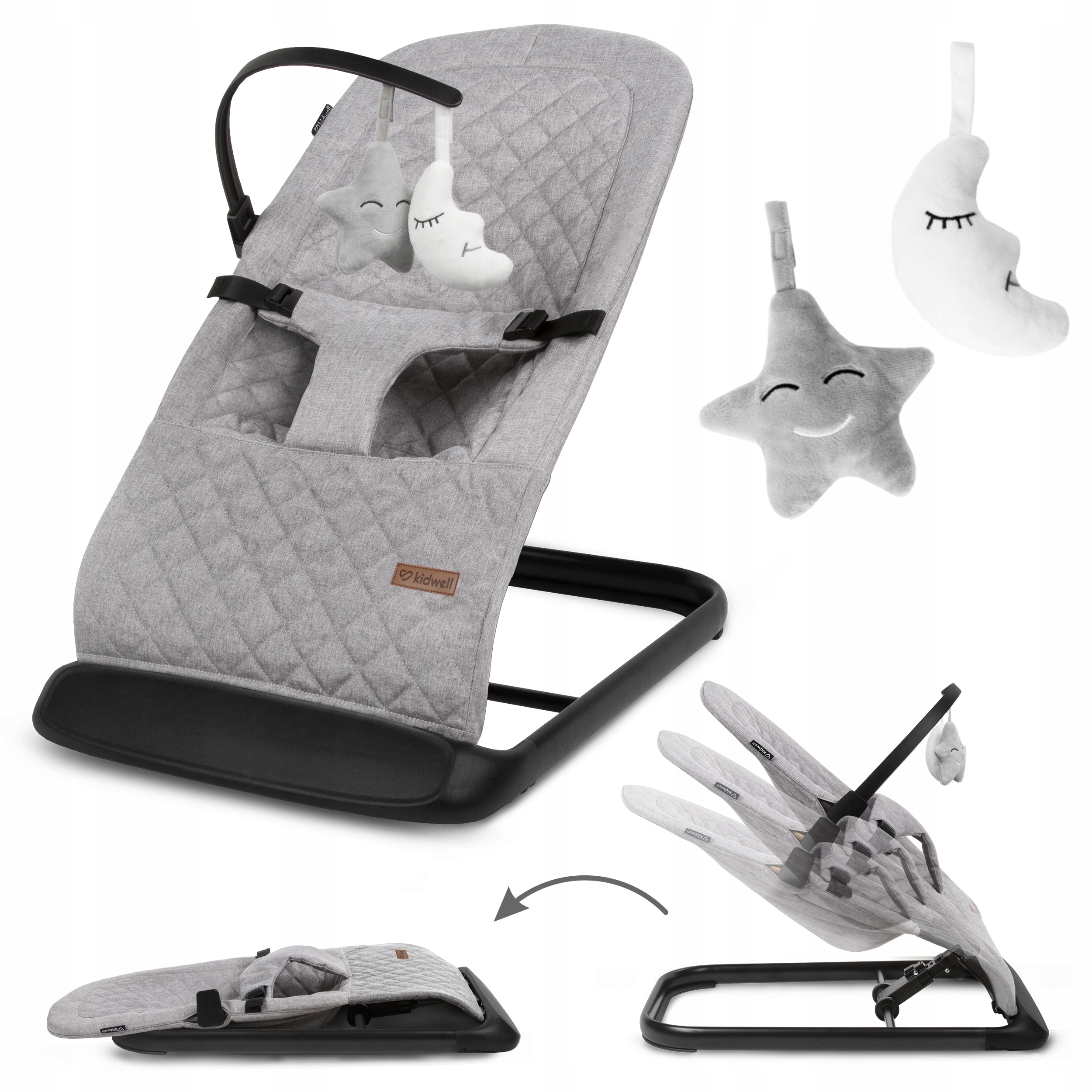 KIDWELL houpací lehátko laro grey/black