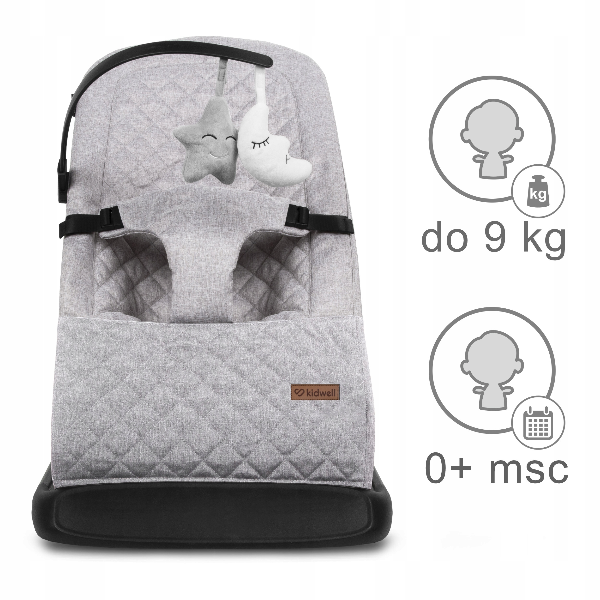 Bezpečné upevnění miminka v lehátku Kidwell Laro pomocí 3bodového pásu