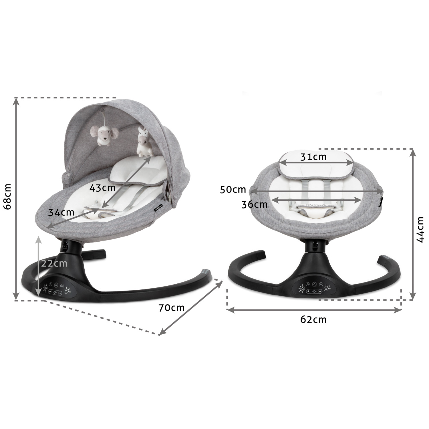Technická specifikace lehátka Kidwell LUXI Light Melange/Wooden