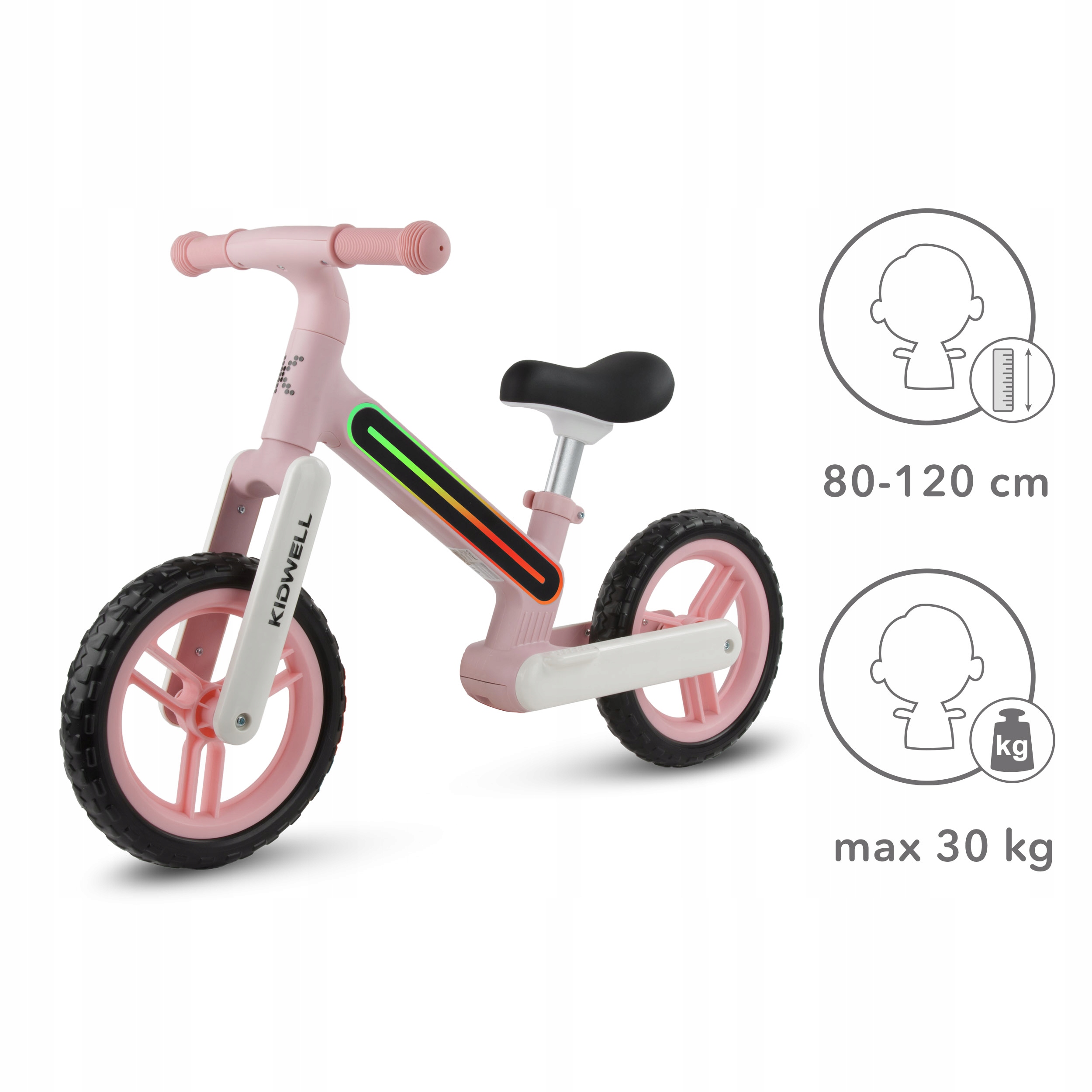 Boční profil růžového dětského odrážedla Kidwell Suno Pink
