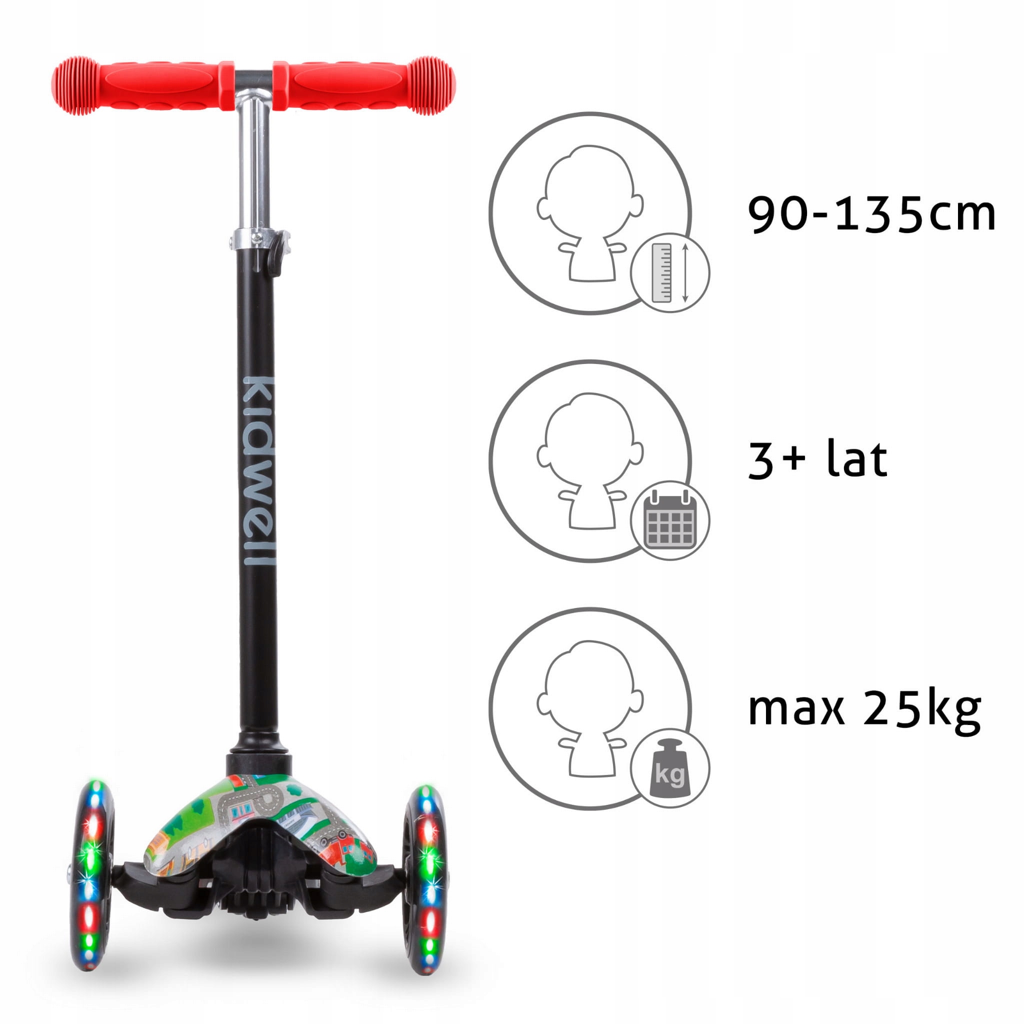 Stabilní tříkolová konstrukce koloběžky Kidwell UNO City pro nejmenší dětí