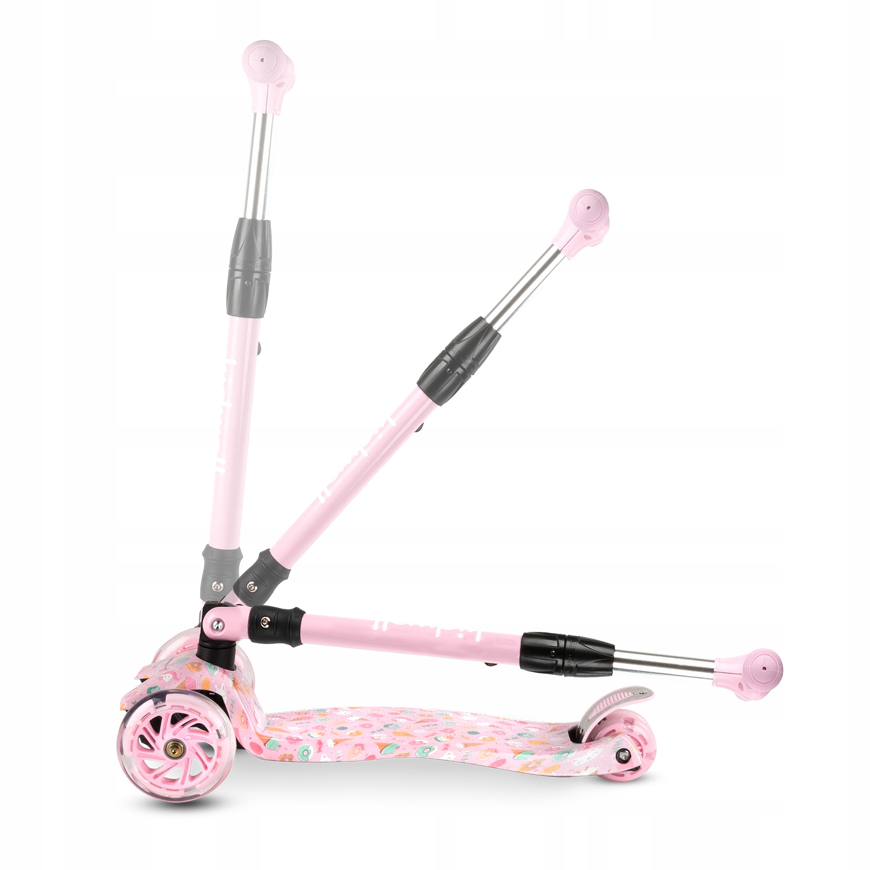 Vícebarevný design dětské koloběžky Kidwell Vento Candy pro dívky