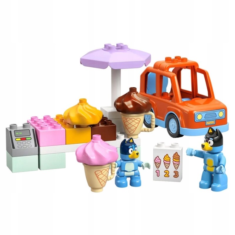 Figurky Bluey a táty v rodinném autíčku LEGO Duplo