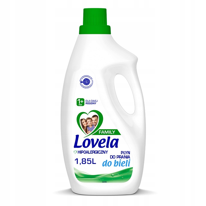 LOVELA Family Hypoalergenní prací prostředek na bílé prádlo 1,85 l – celkový pohled na láhev