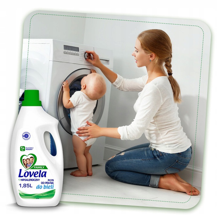 LOVELA Family Hypoalergenní prací prostředek na bílé prádlo 1,85 l – detailní pohled na obal