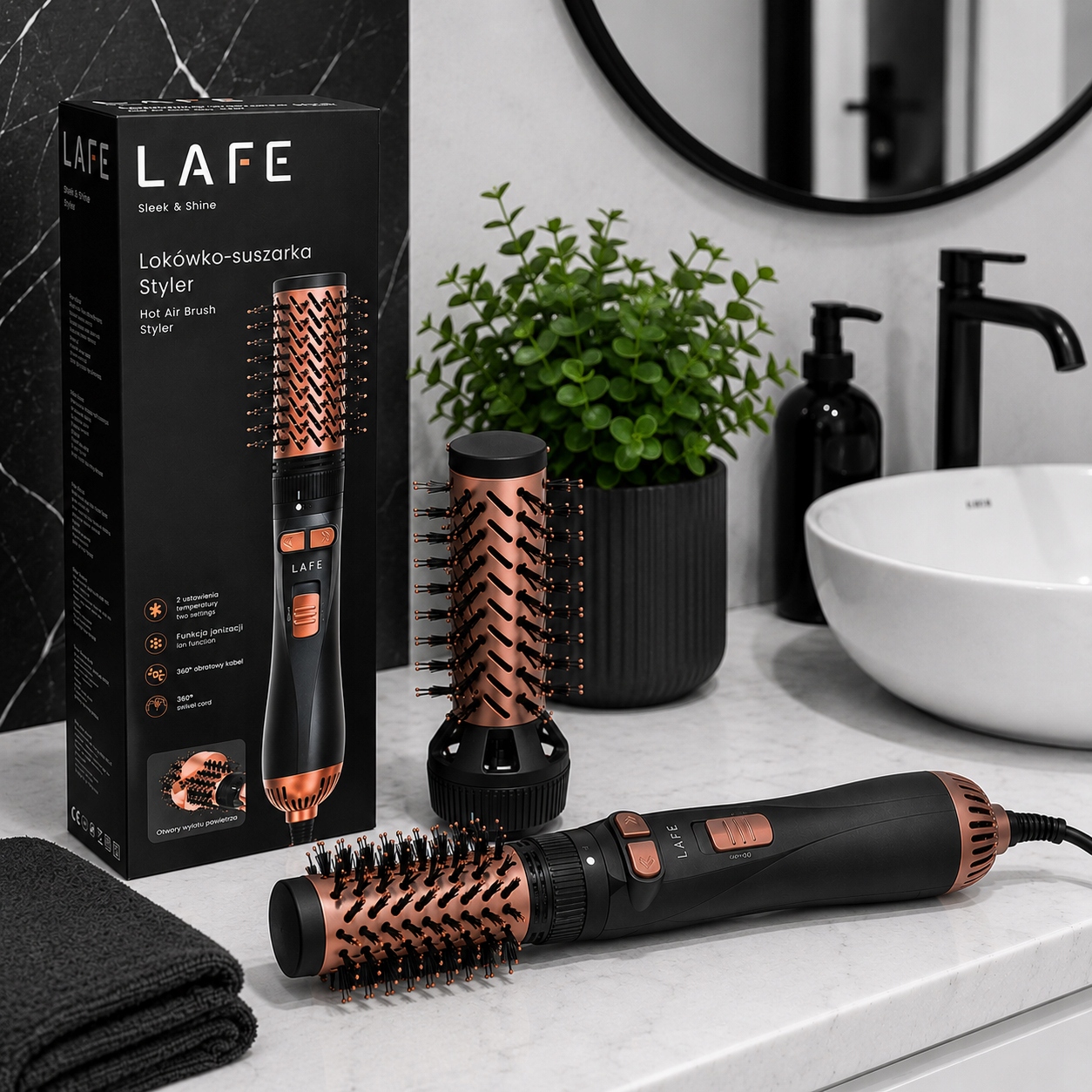 Otočná lokosušička Lafe Sleek & Shine Styler - originální balení a design