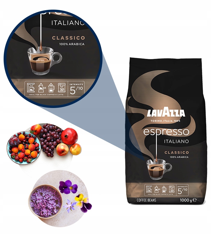 Zrnková káva Lavazza Caffe Espresso Italiano Classico 100% Arabica 1 kg dvojbalení