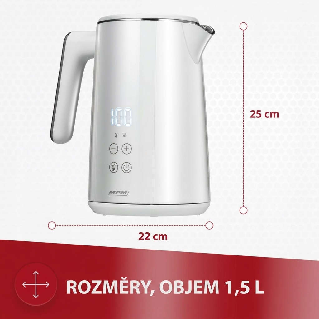 Vnitřní nerezová nádoba konvice MPM MCZ-120 o objemu 1,5 l