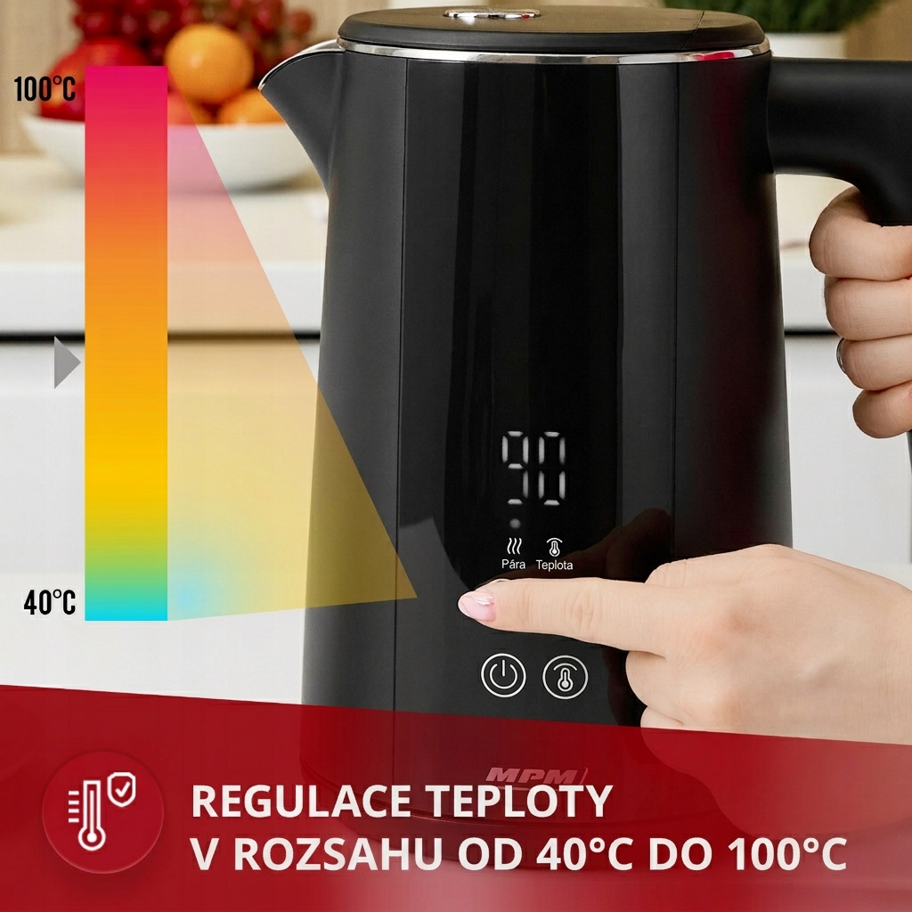 Detail ovládacího panelu a displeje konvice MPM MCZ-120/C