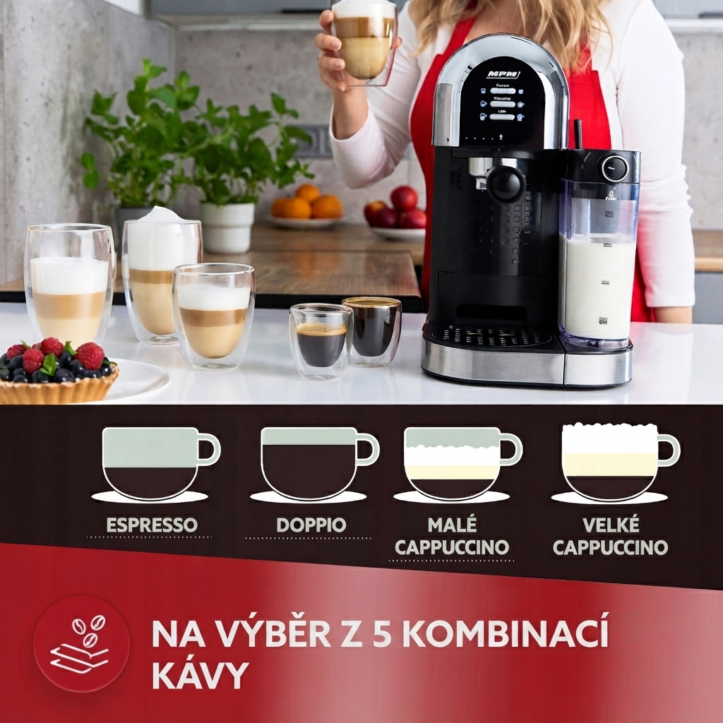 Pákový kávovar s mléčnou tryskou MPM MKW-14M v originálním balení