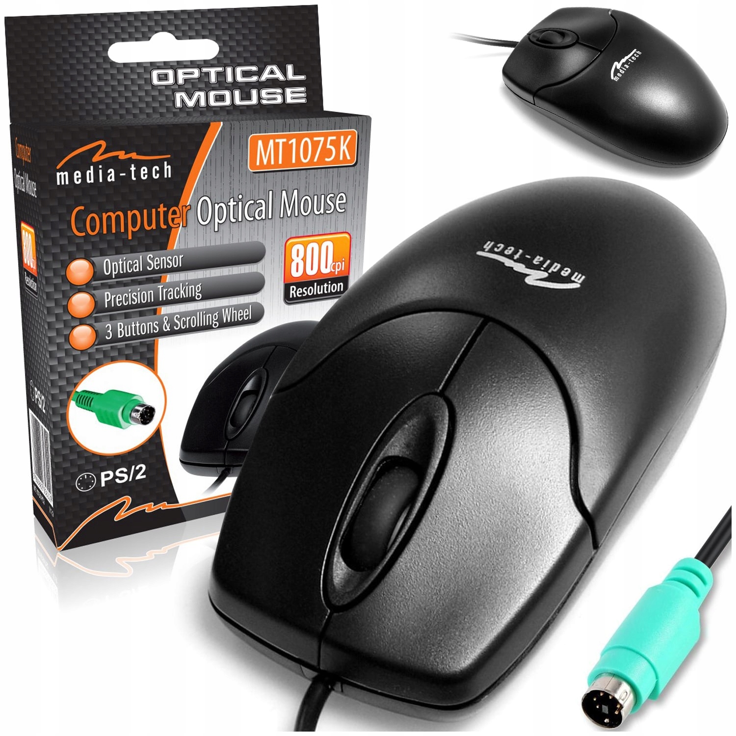 Drátová optická myš Media-Tech MT1075K-PS2 - celkový pohled