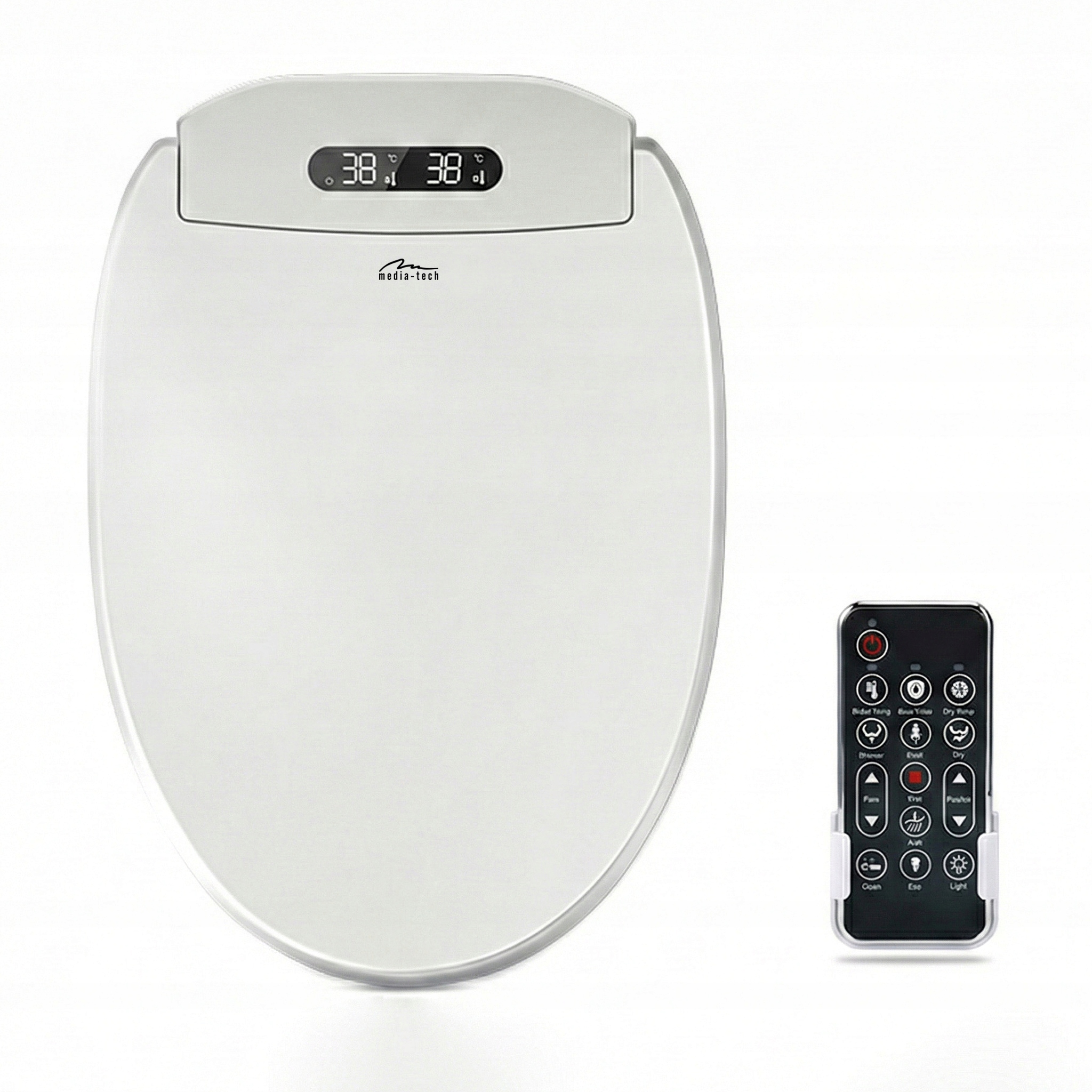 Detail dálkového ovládání a bočního panelu Smart Toilet Seat Media-Tech MT5705
