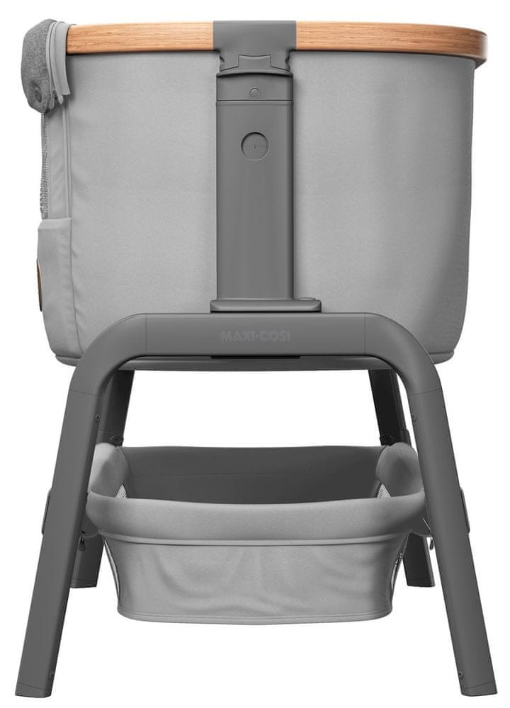 Detail potahu a provedení dětské postýlky Maxi-Cosi Iora v barvě Essential Grey