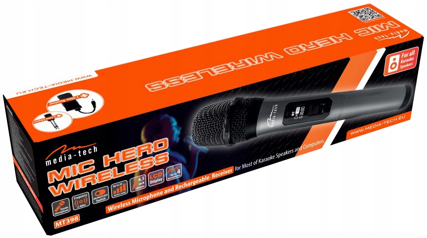 Balení a kompletní sada bezdrátového mikrofonu Media-Tech Mic Hero Wireless MT398