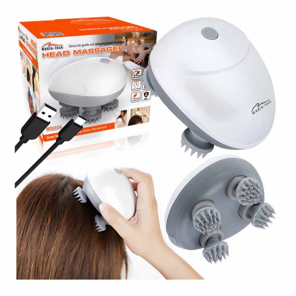 Bezdrátový masážní přístroj Media-Tech HEAD MASSAGER MT6524 pro relaxaci pokožky hlavy