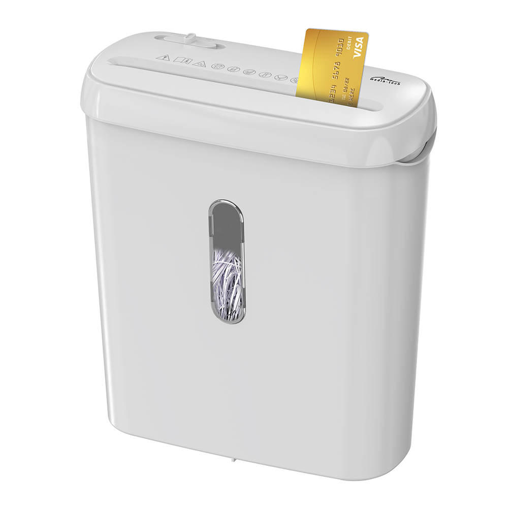 Niszczarka dokumentów Media-Tech biała dokumenty paski 6,8mm kosz 8L biuro White Shredder MT223