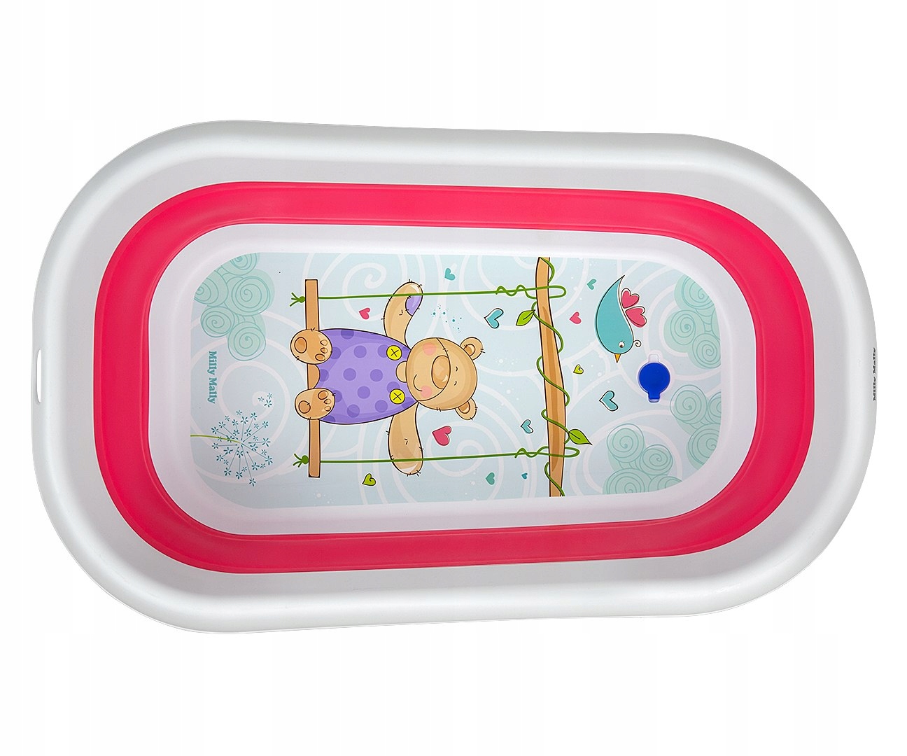 Detail skládacího mechanismu a silikonového dna vaničky Milly Mally