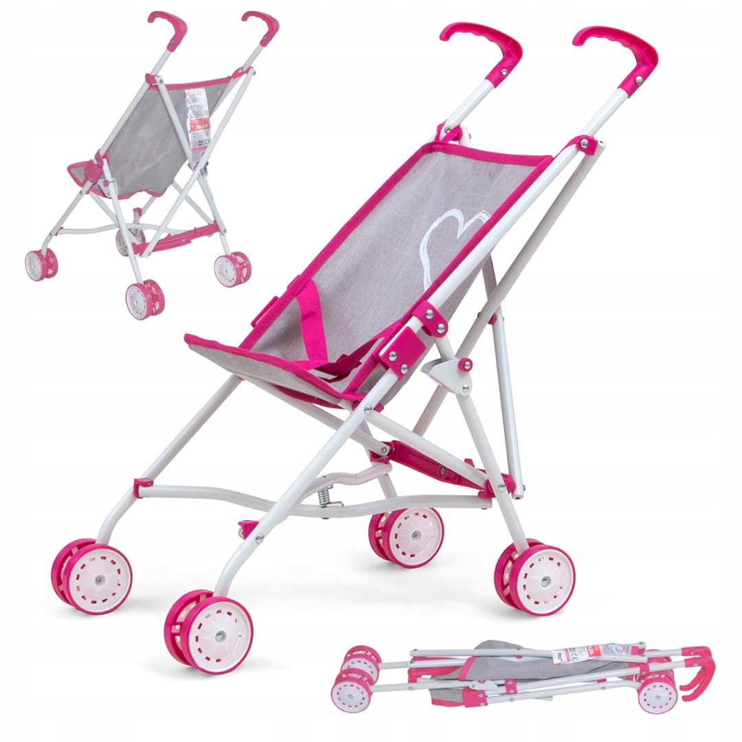 Skládací kočárek pro panenky Milly Mally Julia Prestige Pink růžovo-šedý