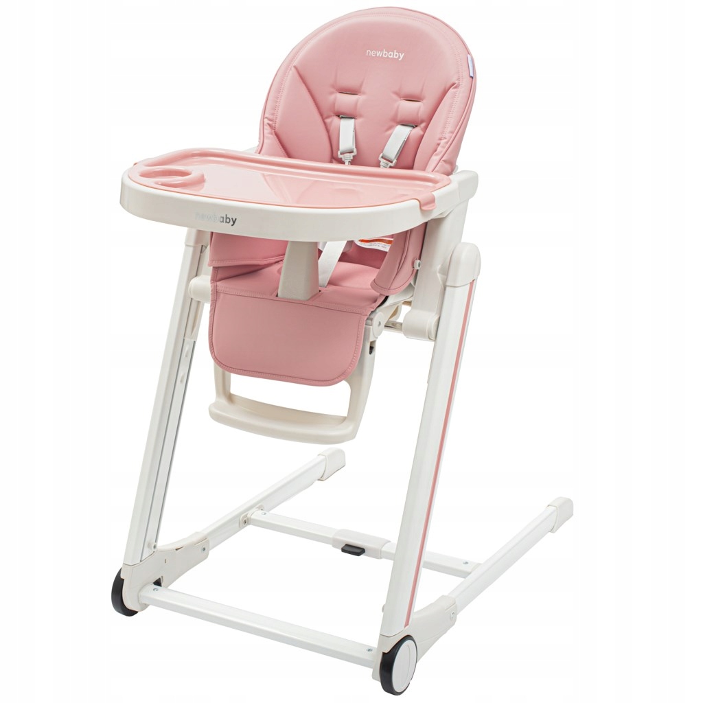 Dětská jídelní židlička NEW BABY Muka dusty pink z ekokůže z profilu
