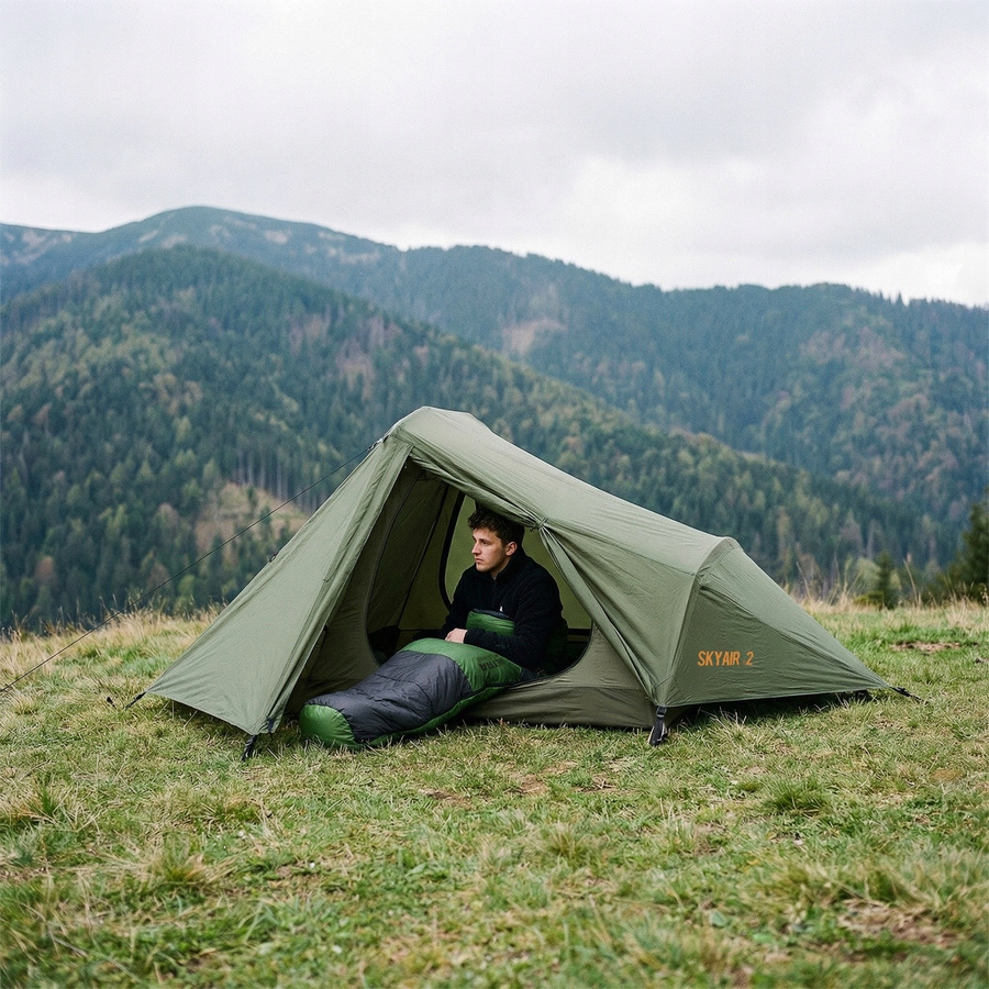 Turistický spací pytel Ultra Lehký Mumia S Kapucí Pod Stan 215 x 75 cm NILS NC1705 - model v balení