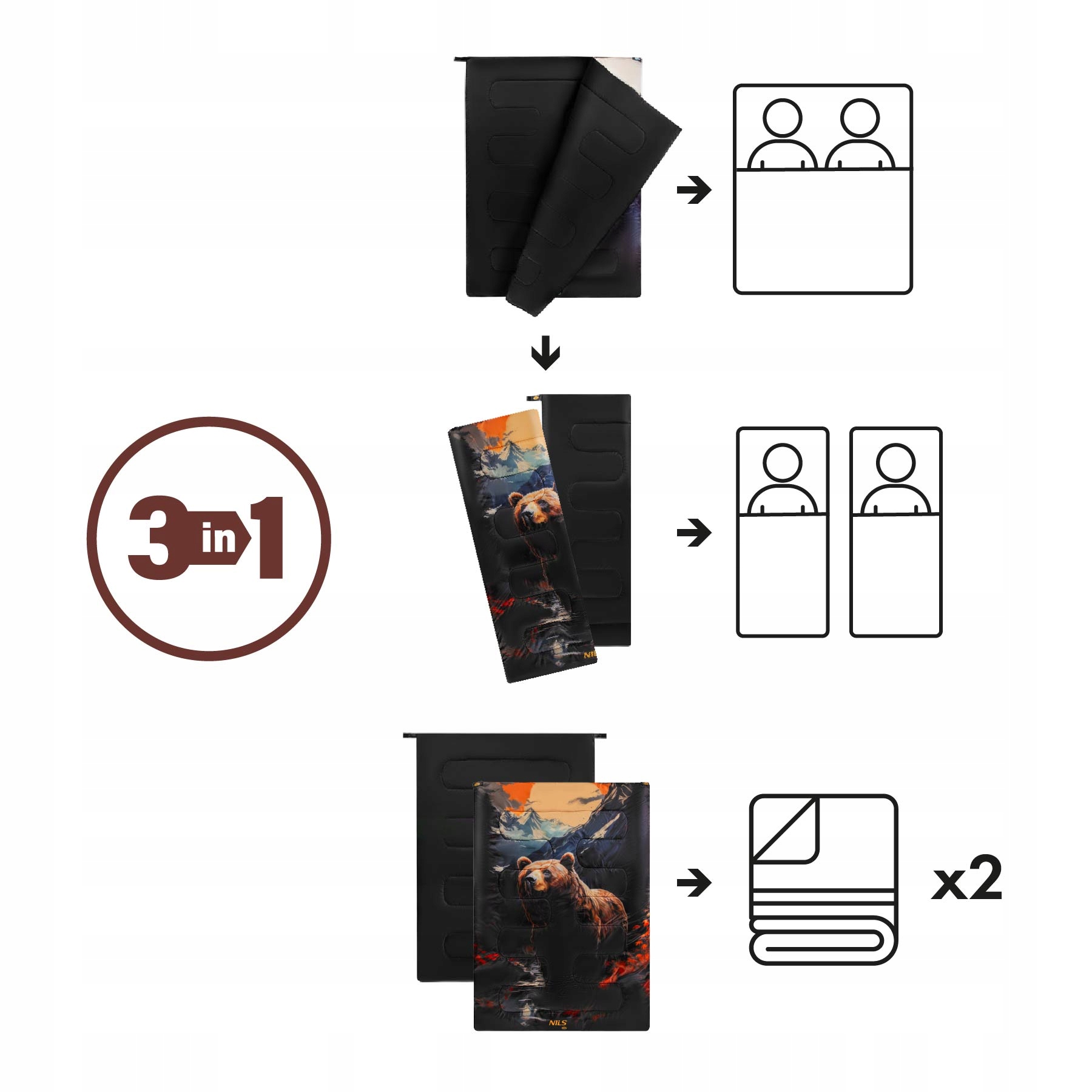 Spací pytel pro dva Nils Camp BEAR NC3601 v přírodě