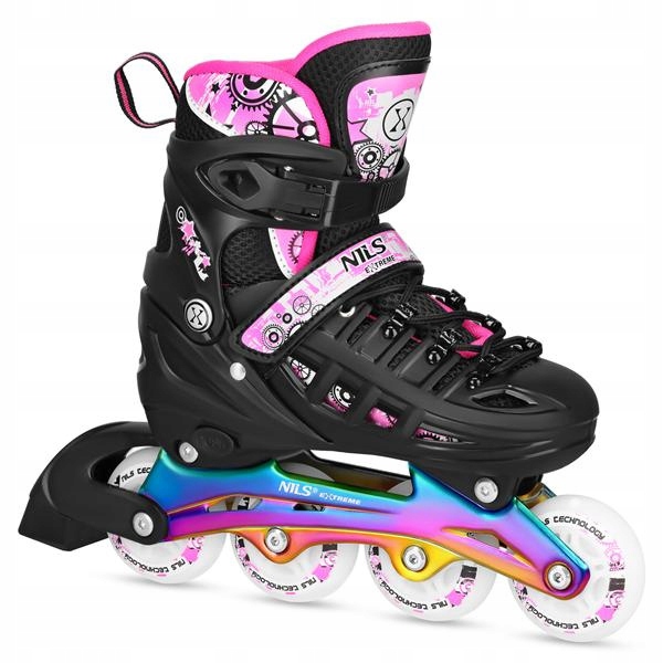 Brusle 2v1 4v1 LED Růžové S brzdou Hliníkový rám Rainbow NILS EXTREME Stav balení originální model NH10905