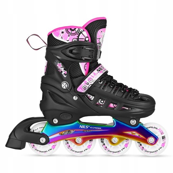 Brusle 2v1 4v1 LED Růžové S brzdou Hliníkový rám Rainbow NILS EXTREME Kód výrobce 16-25-058 model NH10905