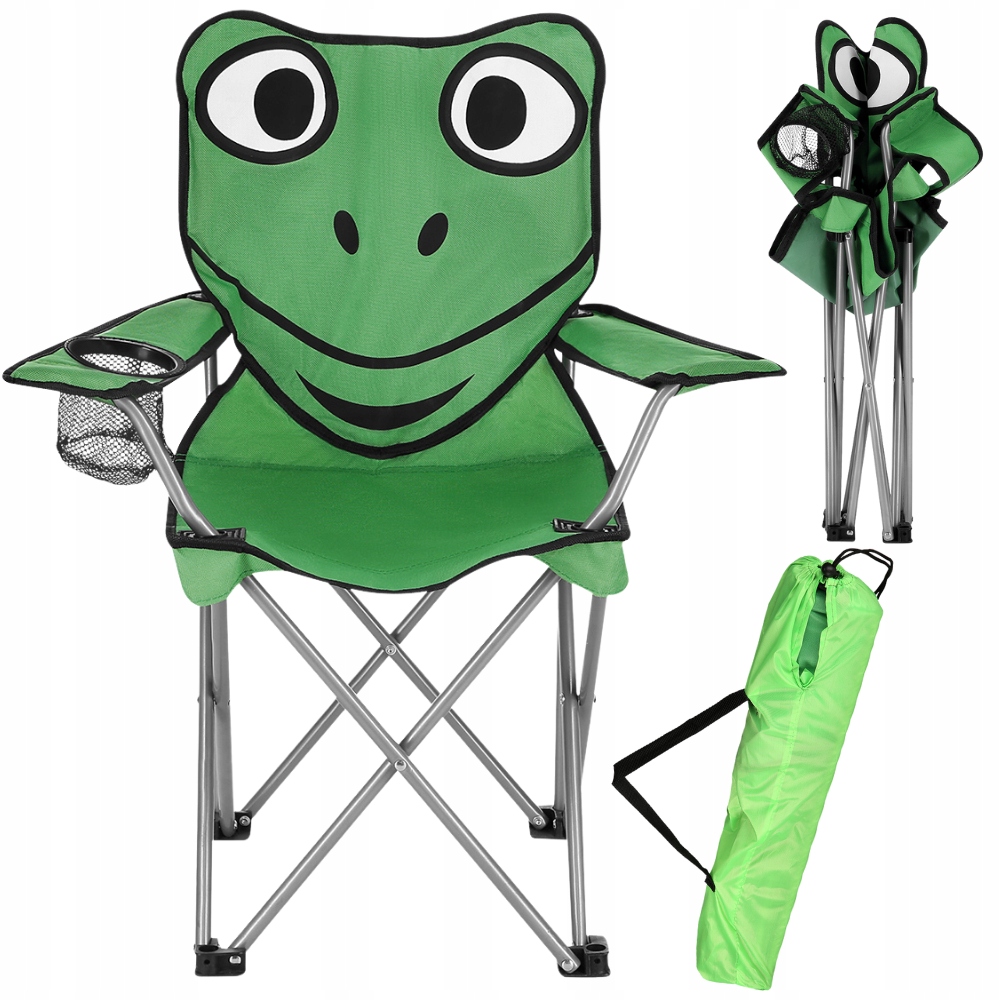 Zelená skládací dětská turistická židlička NILS Camp NC3007 s motivem žabky (FROG)
