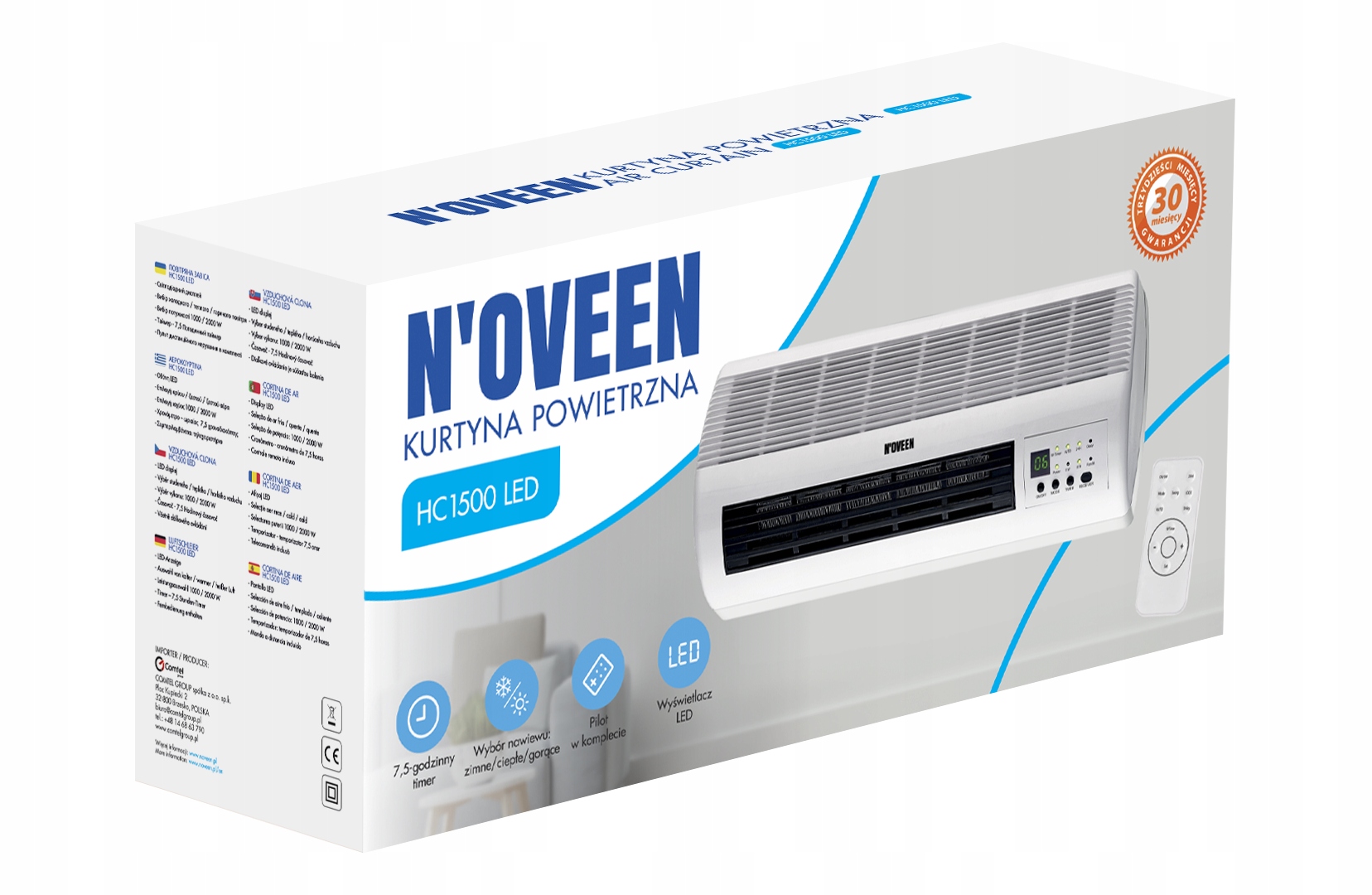 Kompletní balení vzduchové clony N'Oveen včetně příslušenství