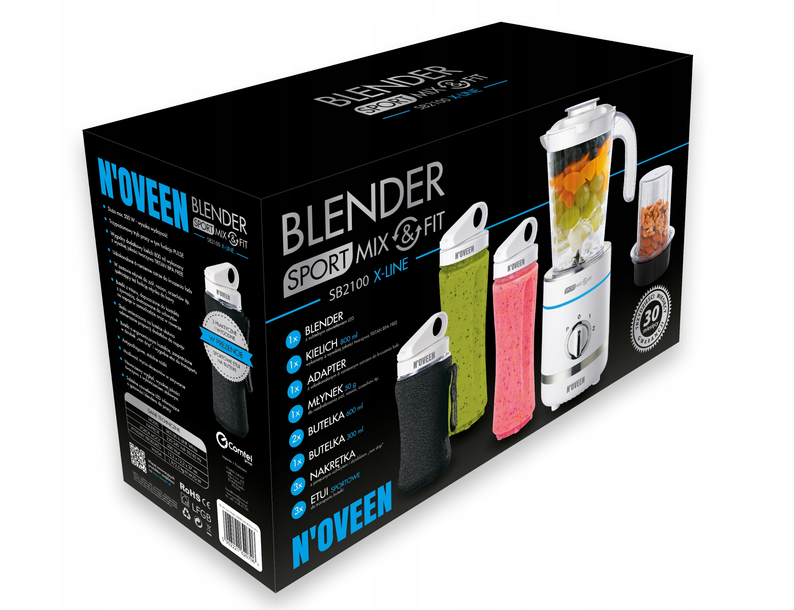 Stolní mixér N'oveen SB2100 X-Line - kompletní sada s příslušenstvím