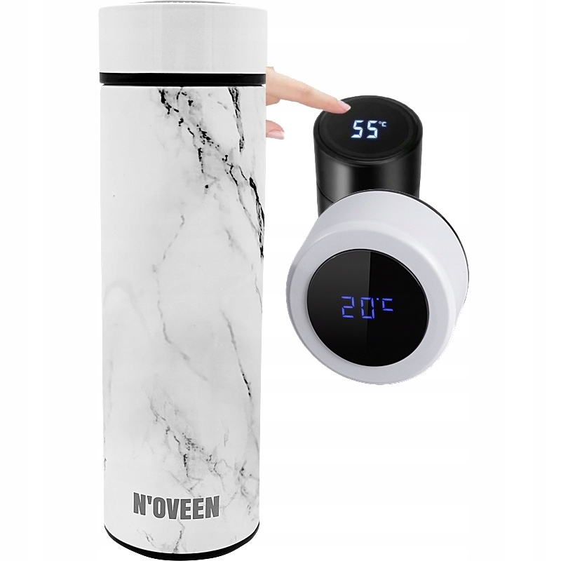 Turistická termoska N'oveen TB2319 450 ml s LED displejem – celkový pohled na láhev