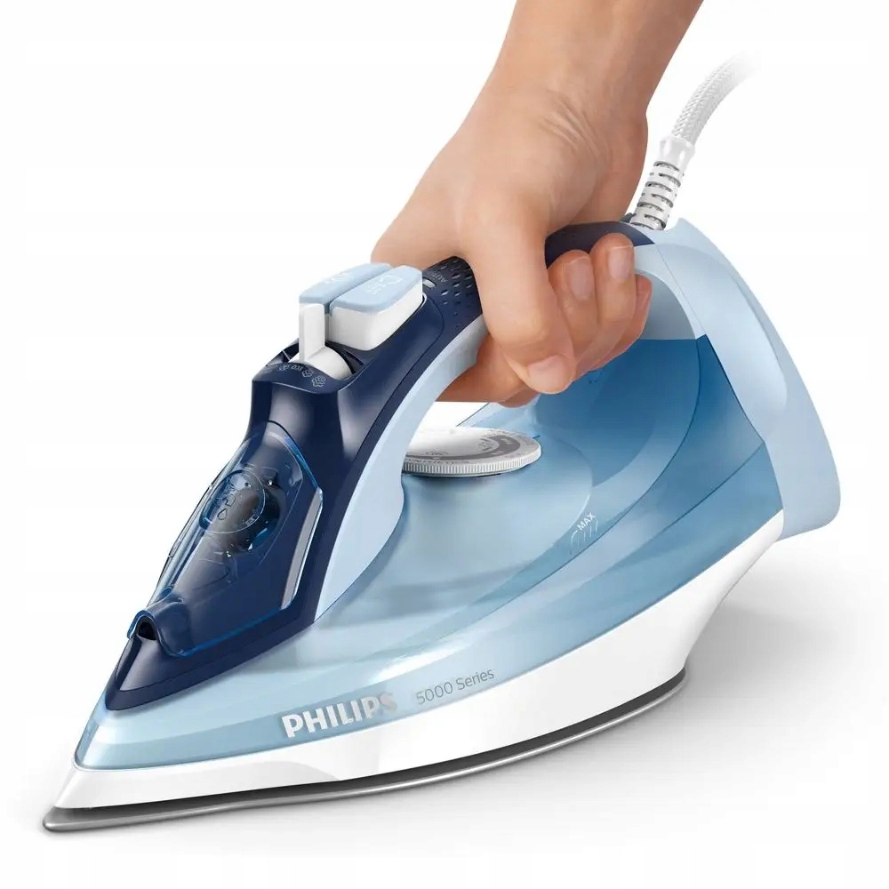 Zadní pohled na stabilní stojan a přívodní kabel žehličky Philips