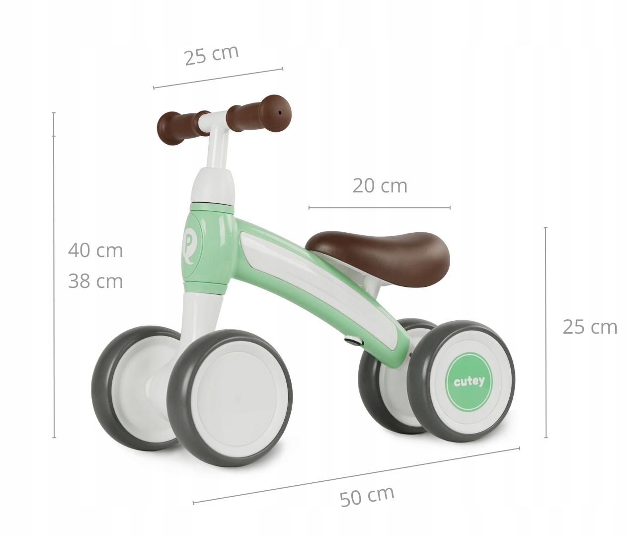 Dětské čtyřkolové odrážedlo QPlay Cutey Retro Green pro děti od 1 roku