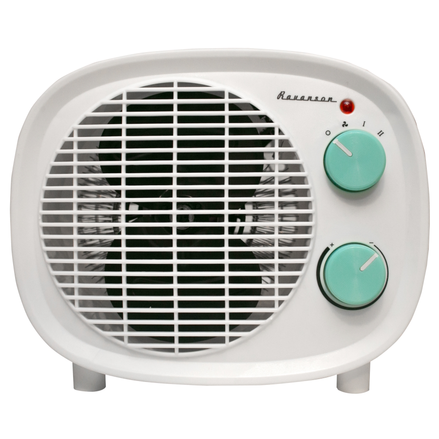 Pohled na originální balení a termoventilátor Ravanson FH-2000RW