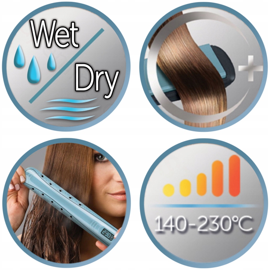 Žehlička na vlasy Remington Wet2Straight S7300 modrá