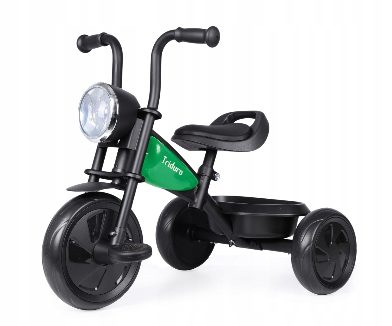Zelená dětská tříkolka s motocyklovým designem Qplay Triduro Green