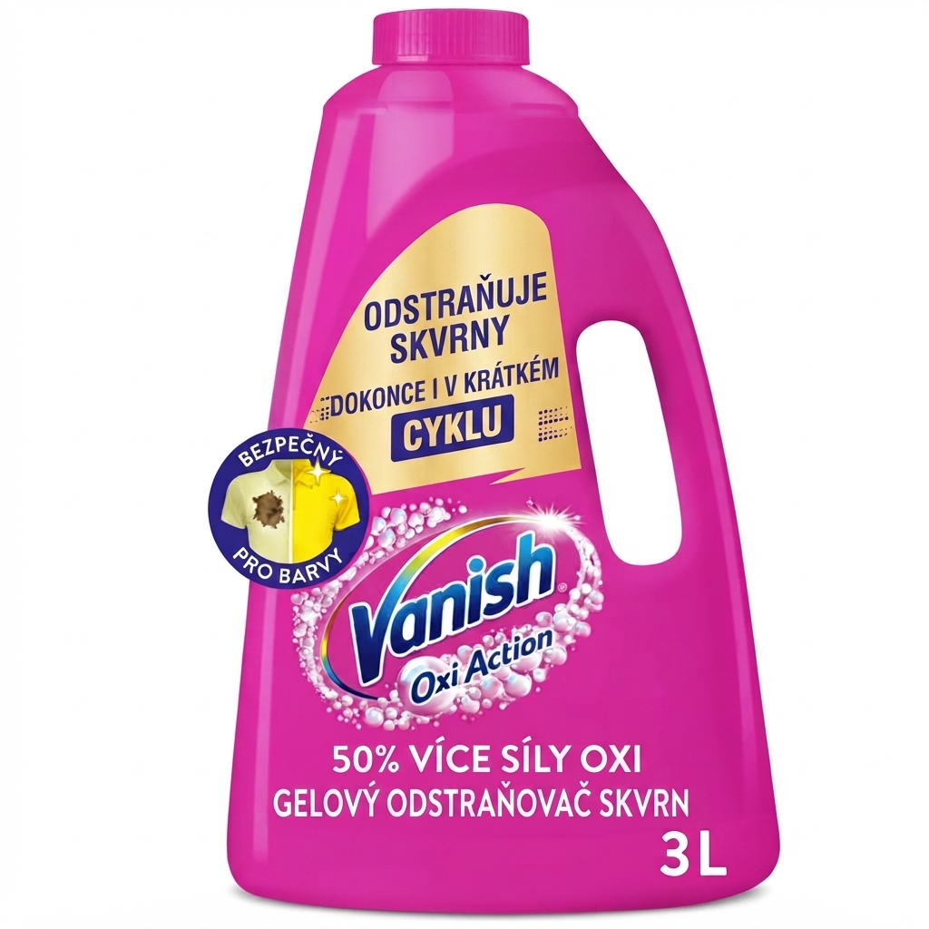 Vanish Oxi Action Pink odstraňovač skvrn na tkaniny v gelu 3 l – celkový pohled